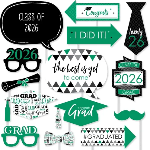 Vista 14 de Big Dot of Happiness Accesorios de graduación en blanco y negro para sesión de fotos 2026, juego de 20 unidades de accesorios de cabina de fotos