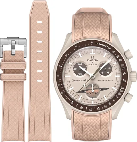Vista 26 de Correa Stanchev para reloj Moonswatch, correa de silicona suave curvada sin espacio de 20mm para reloj Omega X Swatch Speedmaster, correa
