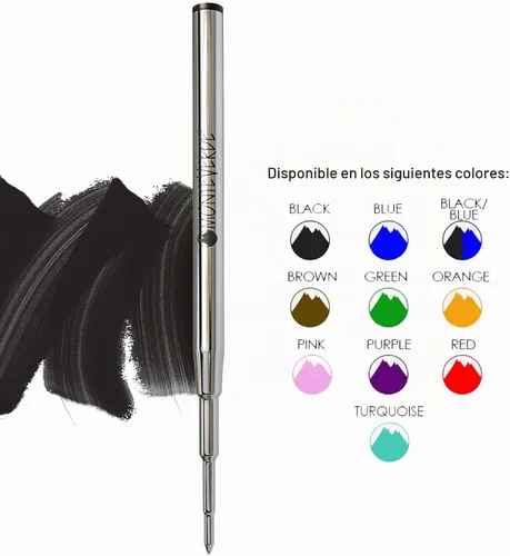 Vista 5 de Monteverde Recambio de bolígrafo para adaptarse a Montblanc, mediano, negro, paquete de 2 Recambio de bolígrafo suave y confiable hecho