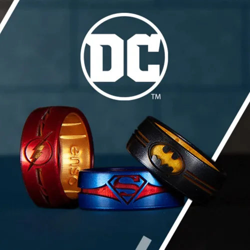 Vista 3 de Enso Rings Colección DC Comics Anillo de silicona grabada cómodo, transpirable y seguro Batman, Superman, The Flash y Wonder Woman