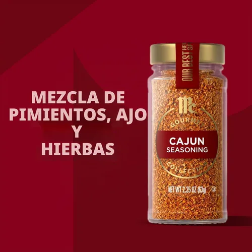 Vista 5 de McCormick Gourmet Collection - Condimento cajún, sin OMG, nuestras mejores hierbas y especias, mezcla picante, estilo Luisiana con ajo, cebolla