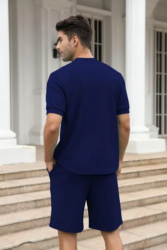 Vista 5 de FZNHQL Conjunto deportivo de moda para hombre, 2 piezas, casual, atlético, para correr, manga corta/larga, conjunto para hombre