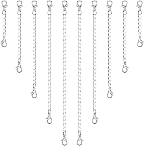 Vista 8 de Extensores de cadena para collares, Anezus 10 piezas de extensores de joyería para collares, Acero inoxidable