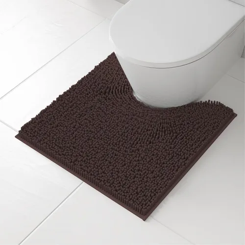 Vista 29 de RUN HELIX Juego de 4 alfombras de baño antideslizantes, suaves, peludas y absorbentes, con tapete de inodoro en forma de U, color negro