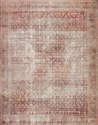 Vista 4 de Loloi - Tapete corredor pelo corto sala estar, suave, duradero, colección Layla, estampado envejecido retro, no desprende pelo, fácil limpiar, 13 in