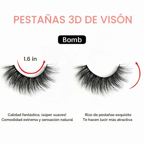 Vista 3 de Leipple Pestañas postizas, 5 pares, pestañas profesionales reutilizables de visón 3D, pestañas postizas hechas a mano naturales gruesas y esponjosas