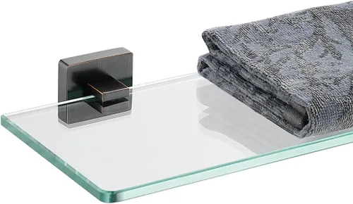 Vista 13 de JQK Estante de baño de vidrio dorado, vidrio templado para almacenamiento en la ducha de 8 por 5 pulgadas, acero inoxidable 304 dorado cepillado