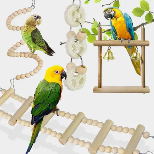 Vista 8 de Bird Ladder Chewing Toy Set with Wooden Beads, 8 Pieces