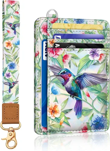 Vista 24 de Yonlevres Cartera delgada para tarjetas de crédito, cartera RFID para mujer, bolsillo frontal, soporte para tarjetas pequeñas, estuche para tarjetas