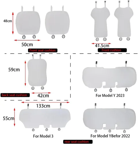 Vista 8 de Car Seat Mat Pad Protector Covers,Driver Front Rear Seat Bench Cushion Cover,for Tesla Model 3 seat Cover Set 2017-2022,Ice Silk Anti-Dirty White