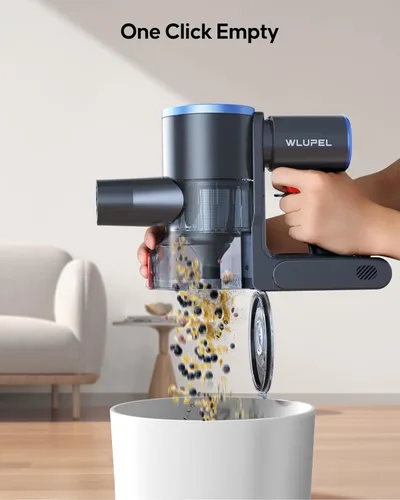 Vista 7 de WLUPEL Aspiradora inalámbrica, 30KPA 400W potente aspiradora de palo con batería desmontable de 45 minutos, aspiradora de mano ligera de 80000RMP