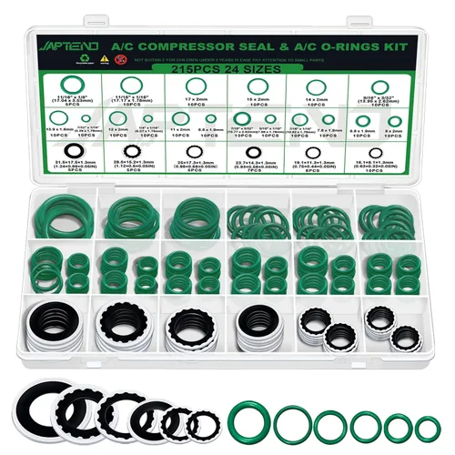 Vista 11 de Kit surtido de 110 piezas de arandelas de sello de compresor de sistema de aire acondicionado, 12 tamaños automotrices para compresor de A/C, kit