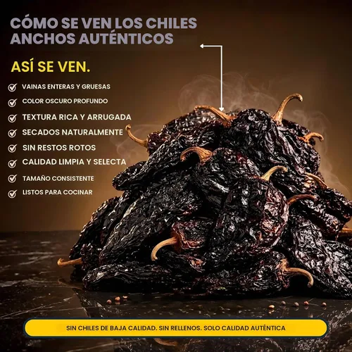 Vista 5 de Latin Treats - Chiles anchos de 16 onzas (1 libra) – Pimientos anchos secos enteros de Perú, cápsulas de chile poblano seco para tacos Birria