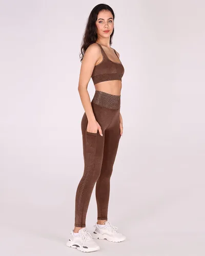 Vista 5 de ODODOS Leggings sin costuras para mujer, cintura alta, acanalados, para entrenamiento, gimnasio, correr, yoga