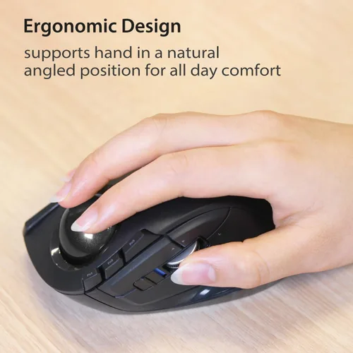 Vista 3 de ELECOM DEFT - Ratón de trackball, inalámbrico de 2.4 GHz, control de dedos, función de 8 botones con seguimiento suave, diseño ergonómico, sensor