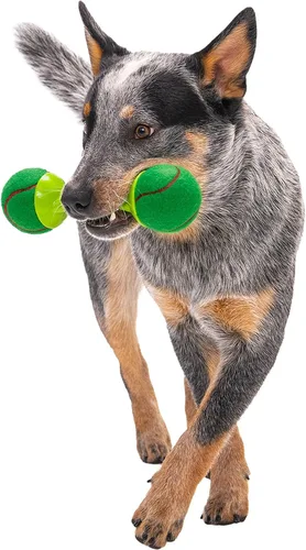 Vista 3 de goDog Holiday Collection goBone - Pelota de tenis de doble cara para perro, color verde/rojo, grande