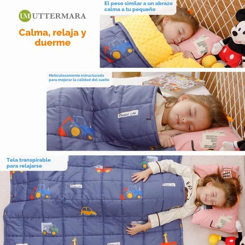 Vista 4 de Uttermara Minky - Manta con peso para dormir, 3 libras, 36 x 48 pulgadas Soft Minky Dots; Cozy Cotton Cartoon Patterns Reversable; Machine