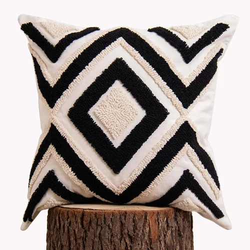 Vista 24 de lifein Fundas de almohada de 18 x 18 pulgadas, fundas de almohada copetudas de jacquard bohemio, fundas de almohada decorativas para casa de campo