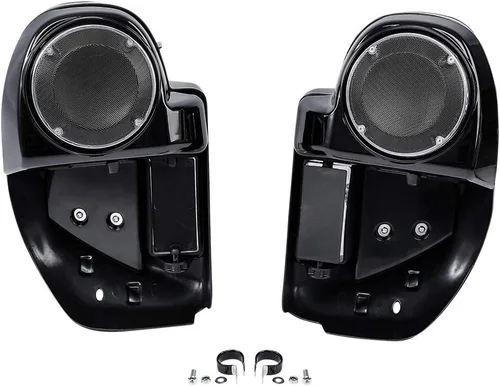 Vista 2 de XMT-MOTO Carenado inferior ventilado negro brillante con caja de altavoz de 16.5 cm para Harley Touring Road King FLHR Road Glide FLTRX Street Glide