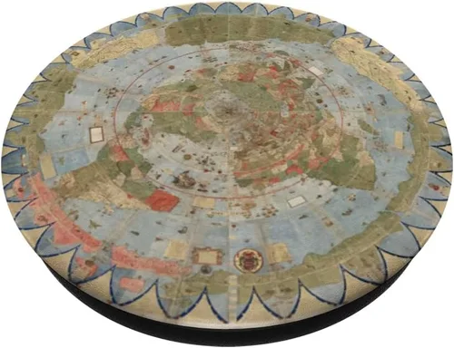 Vista 2 de Urbano Monte Flat Earth Map Mapa de Mundi Atlas Cartografía PopSockets PopGrip intercambiables