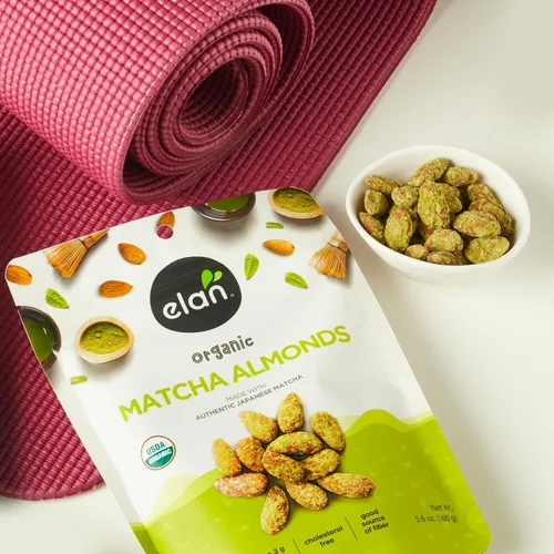 Vista 4 de Elan Almendras orgánicas matcha, 5.6 onzas, sin OMG, sin gluten, veganas, kosher, nueces con infusión de superalimentos