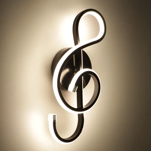 Vista 10 de XEYOU Lámpara de pared moderna de 22 W, lámpara de pared LED creativa para interiores, símbolo musical, decoración artística, lámpara de pared