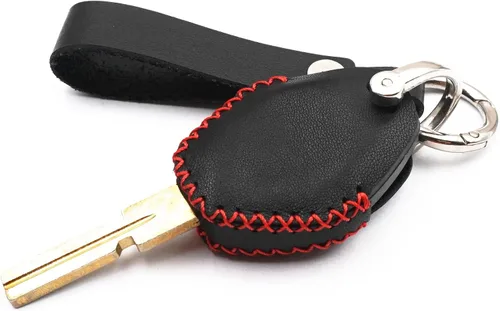 Vista 3 de Cuero negro para BMW Z3 Z4 X3 X5 M5 325i E38 E39 E46 3 5 7 Series 3 Botones Smart Remote Key Fob Case Cover Chain
