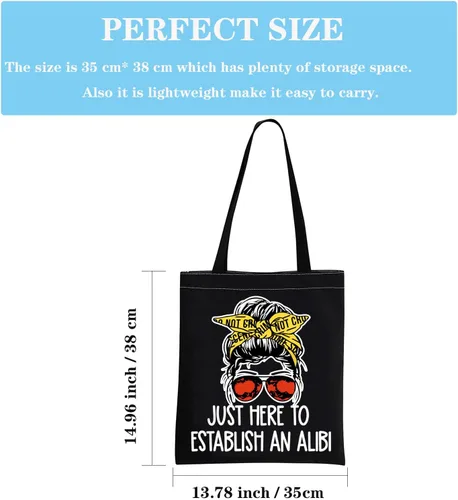 Vista 2 de GJTIM True Crime Gift Seriel Killer Gift Just Here to Establish and Alibi - Bolsa de maquillaje para fanáticos del programa de crimen