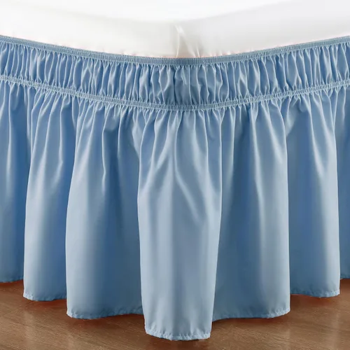 Vista 72 de Falda de cama RIMELA tamaño Queen color verde bebé con caída de 15 pulgadas, falda elástica envolvente, volante que protege contra el polvo