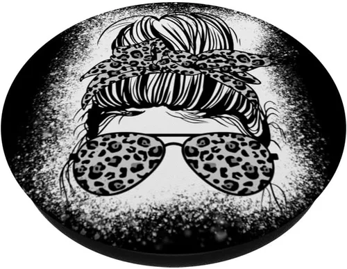 Vista 2 de PopSockets PopSockets intercambiables PopGrip para mujer con leopardo en blanco y negro
