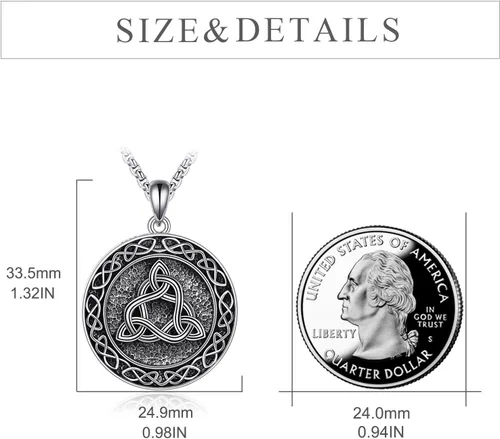 Vista 5 de Collar de nudo celta de plata de ley, triángulo irlandés, joyería celta para mujeres y hombres, Metal,