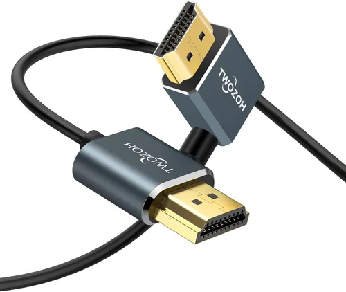 Vista 9 de Twozoh Cable HDMI flexible a HDMI en ángulo descendente de 90° 1 pie, cable HDMI ultra delgado y delgado compatible con 3D/4K @60Hz
