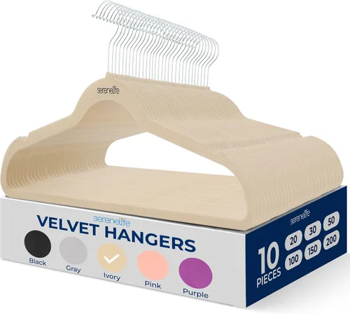 Vista 14 de SereneLife Paquete de 10 Perchas para Ropa de Terciopelo – Perchas Antideslizantes para Ropa con Diseño de Servicio Pesado, Perchas Delgadas que
