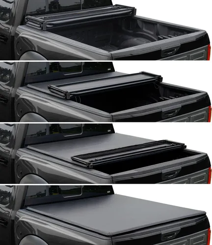 Vista 3 de Lyon Cover 5'7" 67.4pulg. Cubierta suave plegable en cuatro partes para cama de camioneta, compatible con Dodge Ram 1500 2009-2026