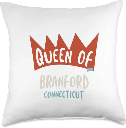 Vista 5 de Whyitsme Design Queen of Branford Connecticut - Almohada divertida para niñas, 16 x 16 pulgadas, multicolor
