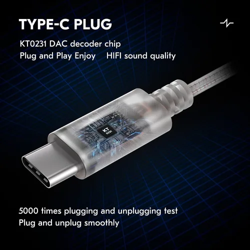 Vista 5 de Cable IEM KZ Taurus y C03 Tipo-C