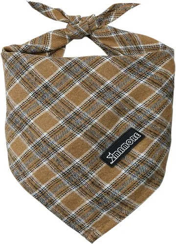 Vista 10 de Pañuelo ajustable para perro, 1 bufanda triangular de algodón suave y lavable para perros y gatos pequeños, medianos y grandes (marrón y azul, S)