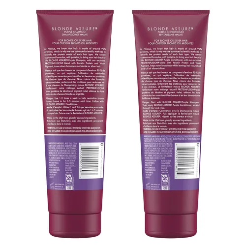 Vista 2 de Nexxus Blonde Assure Purple Champú y acondicionador Color Assure 2 unidades de champú y acondicionador para el cabello rubio, blanqueado y plateado