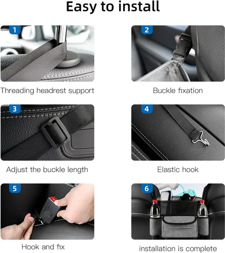 Vista 3 de JEYODA Organizador de asiento de ante para automóvil, bolsa de respaldo de asiento de alta capacidad, almacenamiento central para camionetas, SUV