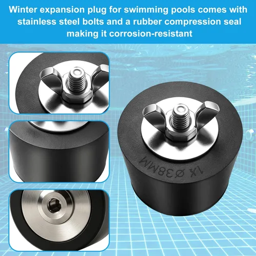 Vista 6 de 1.25"–1.5" Rubber Pool Winter Plug for Inground Above Ground Pools 2 Pack