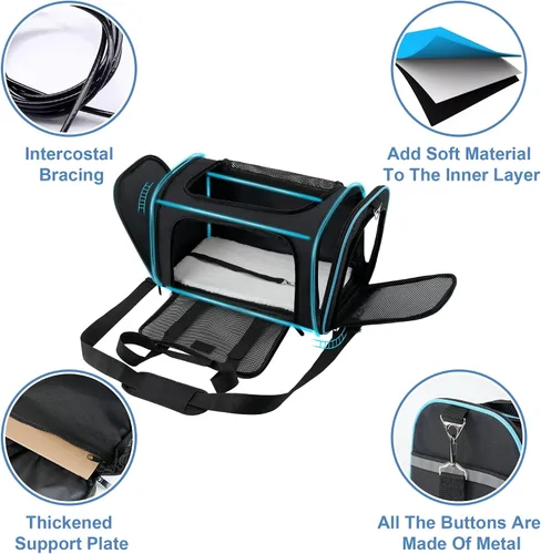 Vista 3 de Soundy Transportador Grande para Gatos Transportador para Perros Menos de 25 Libras, Bolsa Portátil para Mascotas Plegable Ventilada con Malla