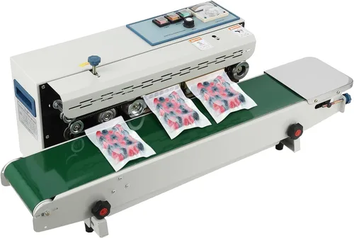 Vista 8 de Takywep Sellador continuo de banda con sellador horizontal automático de banda Fr-900 110V, control de temperatura, comercial Pp aluminio papel PVC