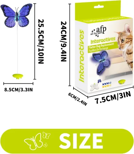 Vista 3 de ALL FOR PAWS 6-Pack Butterfly Refills for Interactive Cat Toy, Replacement Butterflies for Automatic Cat Spinner Toy, Durable Self-Play Butterfly