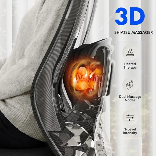 Vista 12 de FLEXISPOT Silla de oficina de masaje, silla de escritorio ergonómica con respaldo alto con reposacabezas ajustable, reposabrazos 3D, masajeador