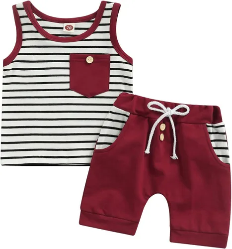 Vista 8 de Conjunto de ropa casual de manga corta con botones y pantalones cortos de lino para bebés y niños pequeños