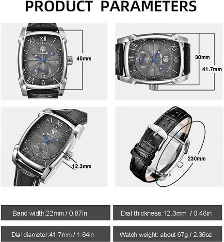 Vista 4 de BENYAR Relojes impermeables clásicos con diseño vintage, de caja rectangular