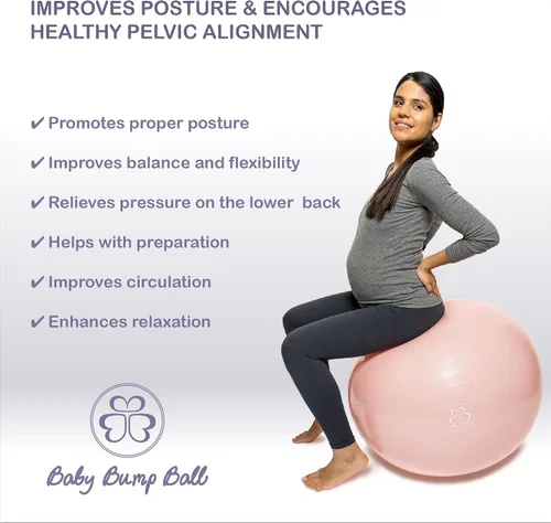 Vista 2 de Pelota de parto Baby Bump para embarazo y parto Bola de maternidad, yoga, pilates y ejercicio Diseño antiestallido y antideslizante