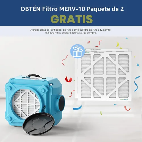 Vista 2 de ALORAIR Depurador de aire con filtración de 3 etapas, máquina de aire negativo apilable para uso industrial y comercial, filtro de aire resistente