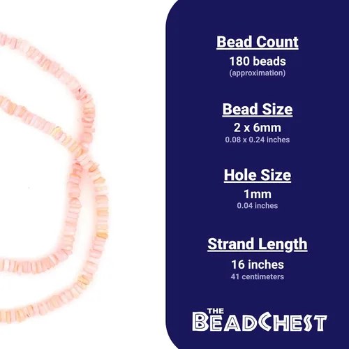 Vista 4 de TheBeadChest - Cuentas Heishi de concha rosa rosa de 0.236 in, 16 pulgadas