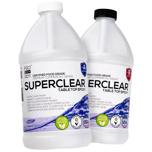 Vista 8 de Superclear Resina epoxi para mesa, revestimiento protector 1:1 transparente para mesas, encimeras, encimeras, anti-amarillamiento, resistente a